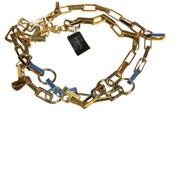 Alfani Gold and Blue paper clip 42”Necklace - Picture 3 of 4